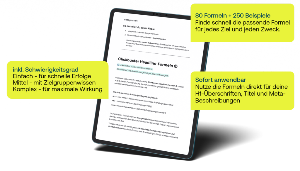 Clickbuster Vorlagen mit 80 Formeln und 250 Beispielen